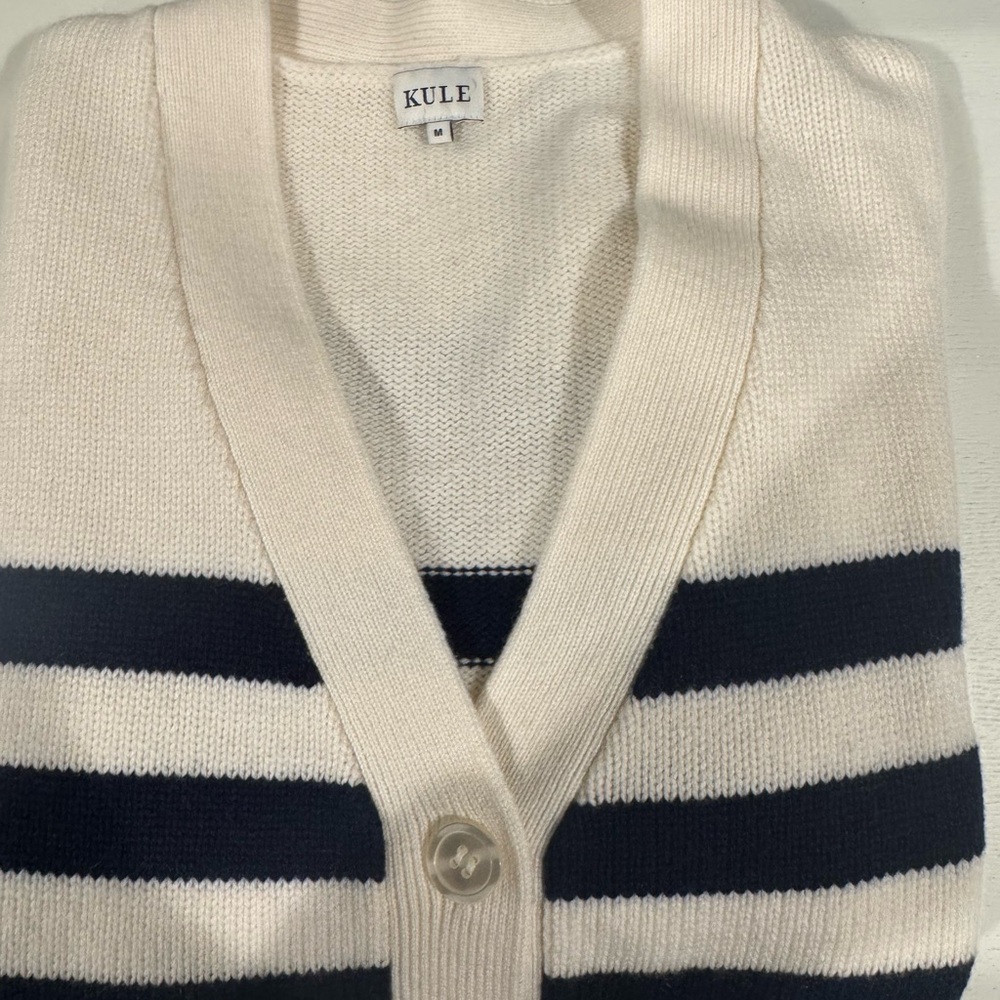 KULE Navy and Cream Striped Cardigan Brand New. - Picture 4 of 6